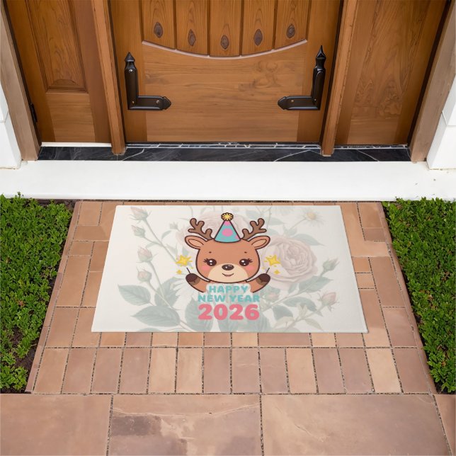 Paillasson cute happy new year 2026 welcome door mat (De plein air)
