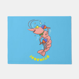 Paillasson Cute happy shrimp, dessin animé de crevettes