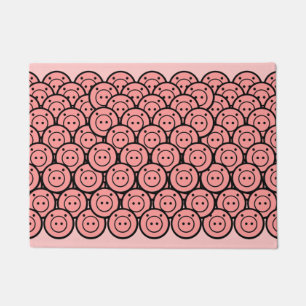 Paillasson Cute Kawaii Pink Piglets & Piglets Motif Vector Ar