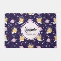 Cute Kitty Chat Astronauts Motif Bienvenue