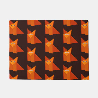 Paillasson Cute Origami Fox Motif Orange Brown