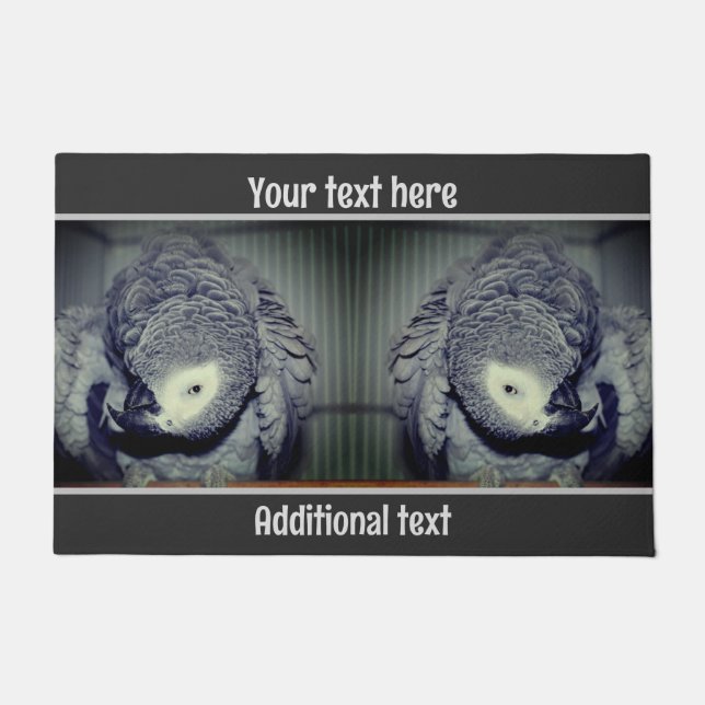 Paillasson Cute perroquet gris africain Personnalisé (Devant)