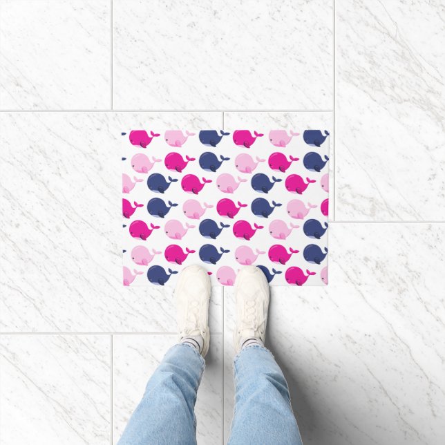 Paillasson Cute Whales, Pattern of Whales, Sea Animals (Intérieur)