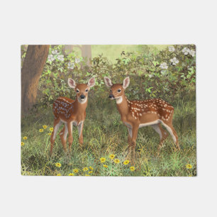 Paillasson Cute White Deer Twin Fawns