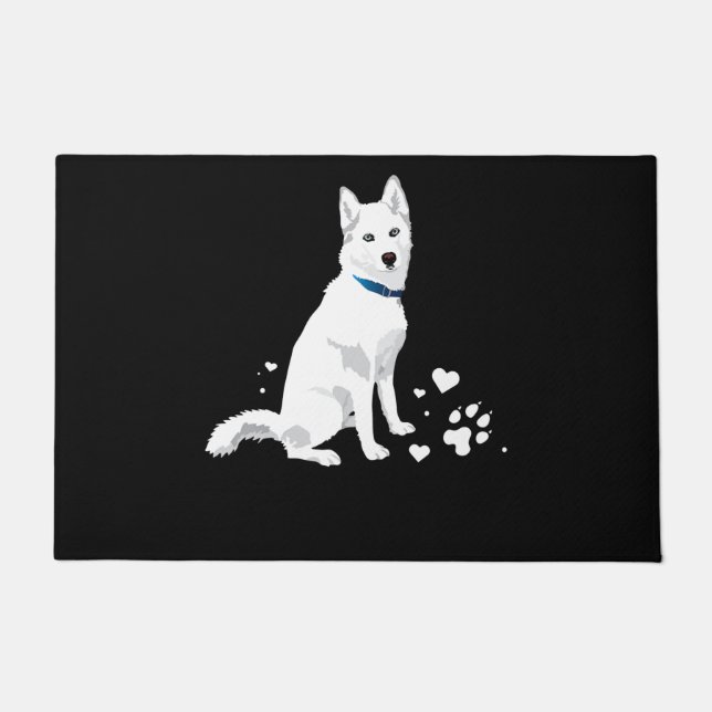 Paillasson Cute White Siberian Husky - Sweet White Snow Dog (Devant)