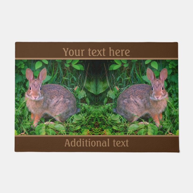 Paillasson Cute Wild Brown Rabbit Faune Personnalisée (Devant)