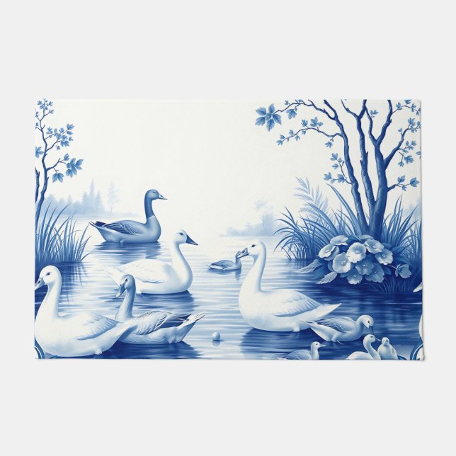 Paillasson Cygnes du lac Blue Willow (Devant)