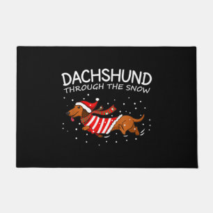 Paillasson Dachshund à travers la neige drôle chien Noël