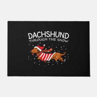 Paillasson Dachshund à travers la neige drôle chien Noël