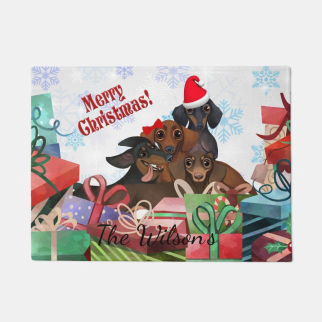 Paillasson Dachshund Christmas Doormat (Devant)