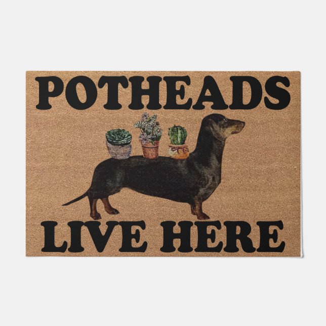 Paillasson Dachshund Dog Potheads Live Here Mat, Plant  (Devant)