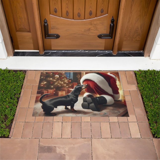 Paillasson Dachshund et Père Noël  (De plein air)