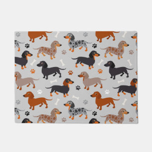 Paillasson Dachshund Paws et Bones Gris Motif