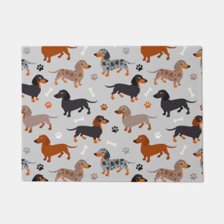 Paillasson Dachshund Paws et Bones Gris Motif