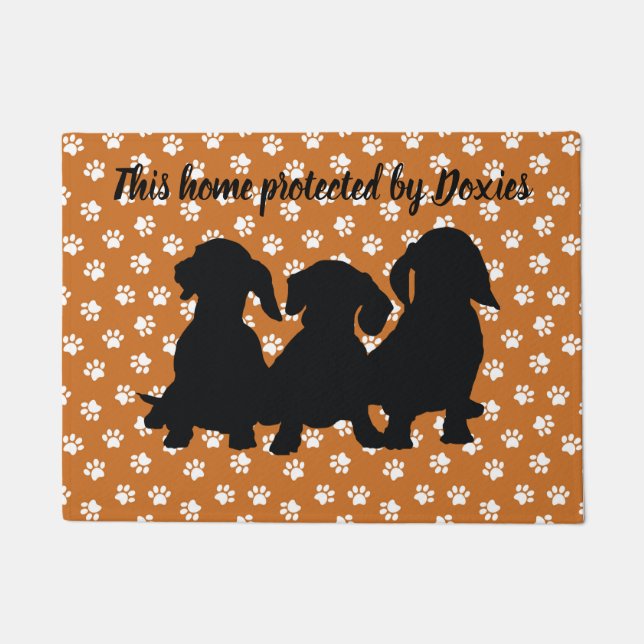 Paillasson Dachshund Porte Mat Silhouette Doxies Butterscotch (Devant)