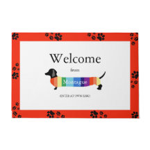 Dachshund Rainbow Monogram Bienvenue Typographie C