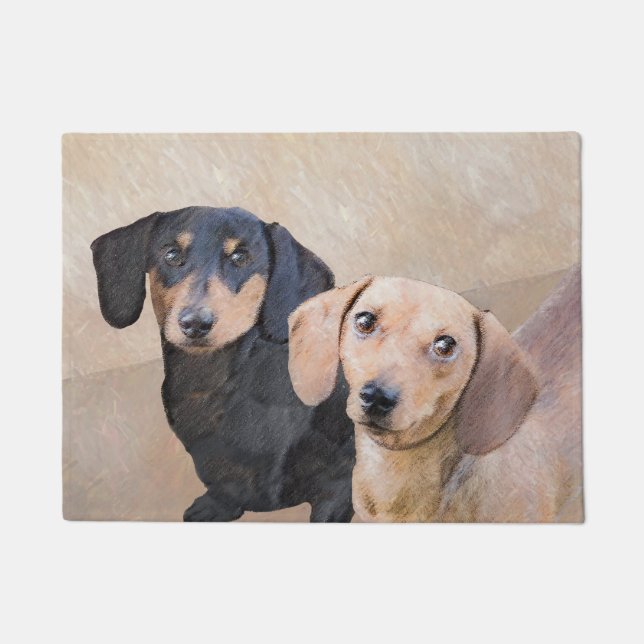 Paillasson Dachshund (Smooth) Peinture - Art Chien original (Devant)
