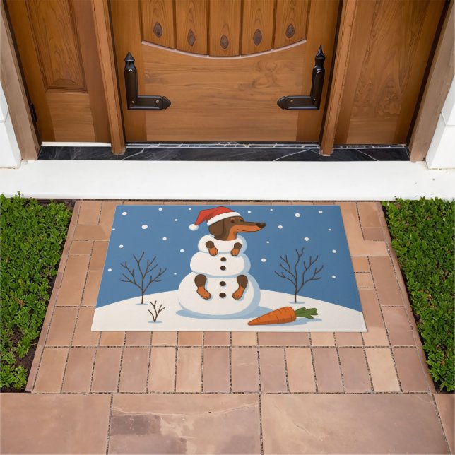 Paillasson Dachshund Snowman Christmas Doormat (De plein air)