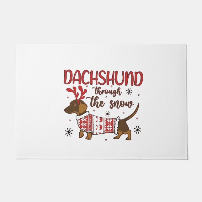 Paillasson Dachshund Through The Snow Christmas Dog Lover (Devant)