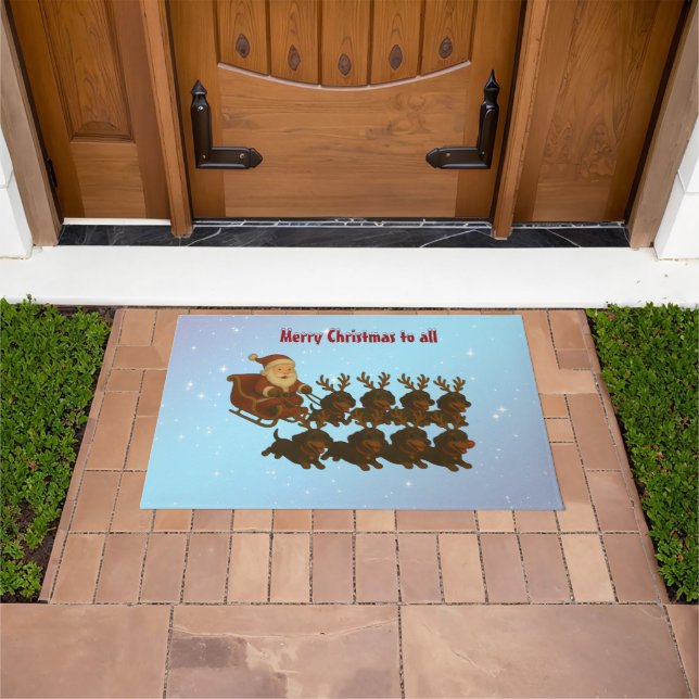 Paillasson Dachshunds et Père Noël Doormat (De plein air)