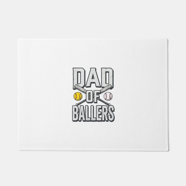 Paillasson Dad of Ballers Softball and Baseball Vintage Shirt (Devant)