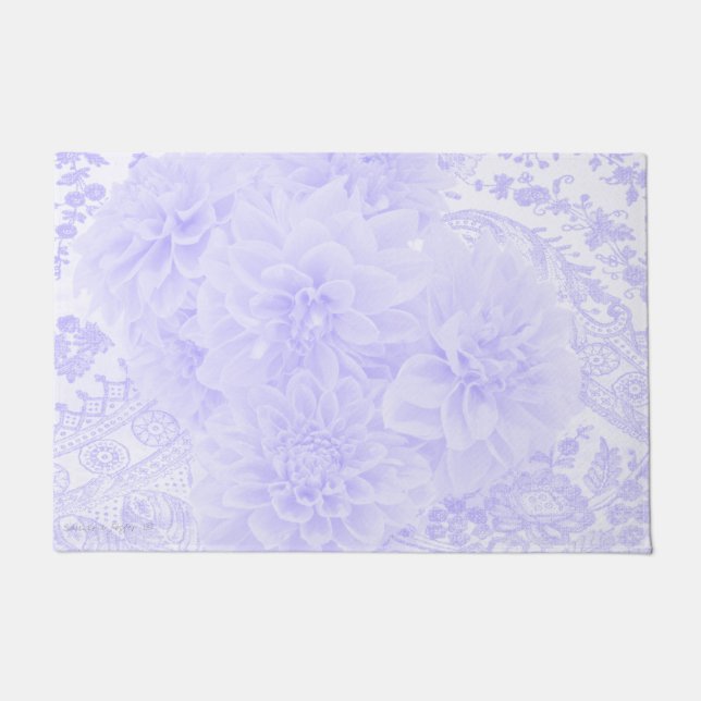 Paillasson Dahlias En Bleu (Devant)
