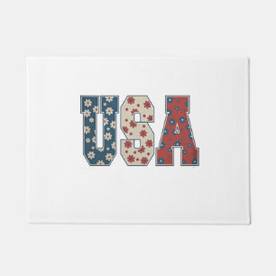 Paillasson Daisy Flower USA Drapeau 4 juillet Patriotique