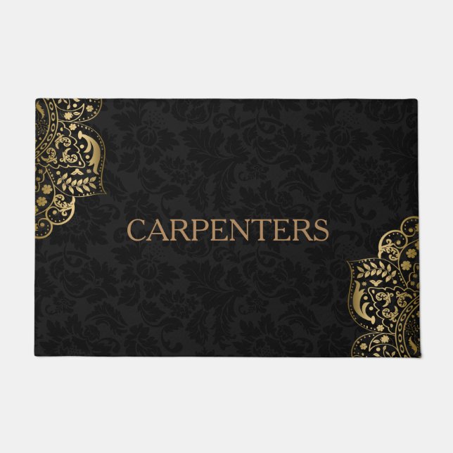 Paillasson Damas Noir Et Dentelle Florale Or (Devant)