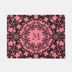 Paillasson Damas Roses Et Dentelle Florale Noire