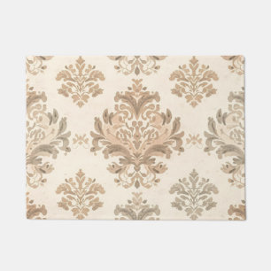 Paillasson Damassé Vintage Élégant Beige Ferme Française