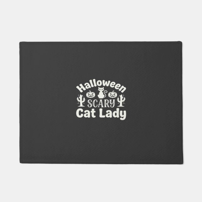 Paillasson Dame de chat effrayante Halloween_1 (Devant)