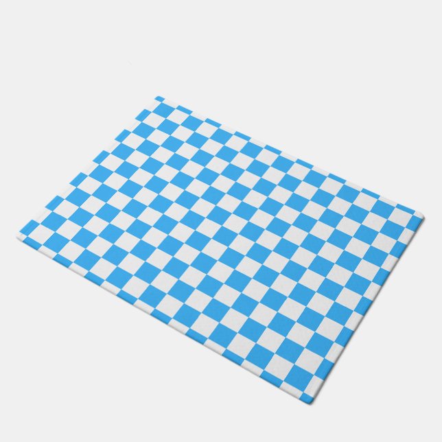 Paillasson Damier bleu clair classique  (Incliné)