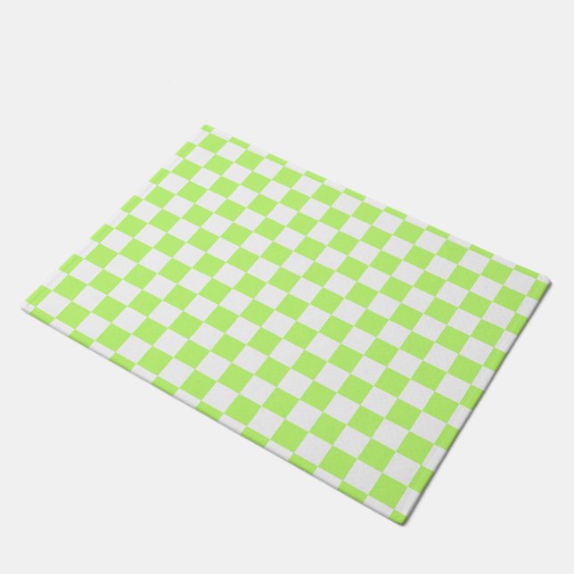 Paillasson Damier vert citron visuel classique  (Incliné)