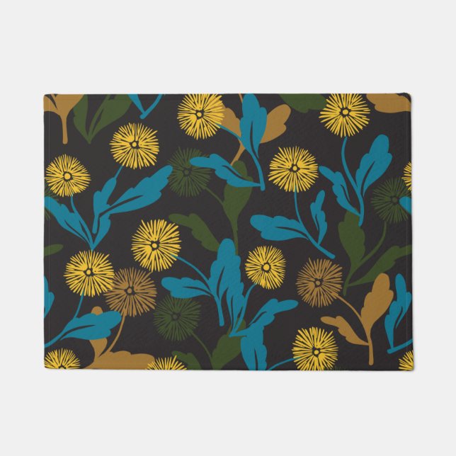 Paillasson Dandelion motif floral noir ver (Devant)