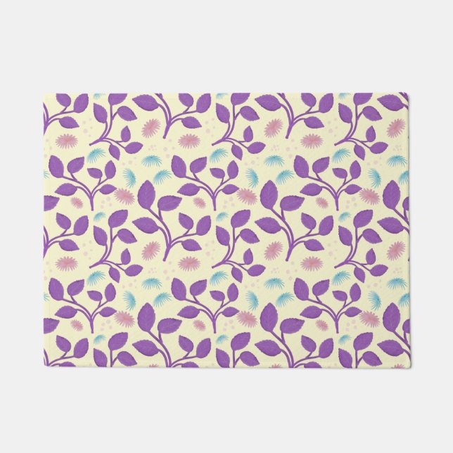 Paillasson Dark Purple Floral Pattern | Aesthetic Seamless  (Devant)