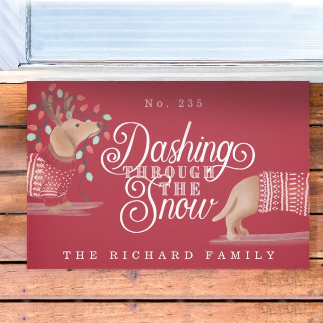 Paillasson Dashing À Travers Le Chandail De Chien Dachshund N (Créateur téléchargé)