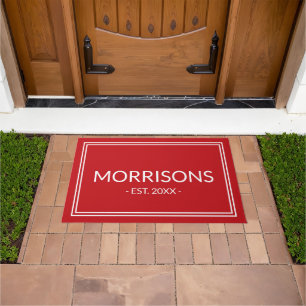 Paillasson Date de nom personnalisé rouge moderne double bor