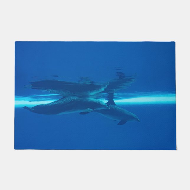 Paillasson Dauphins et réflexion, océan bleu (Devant)
