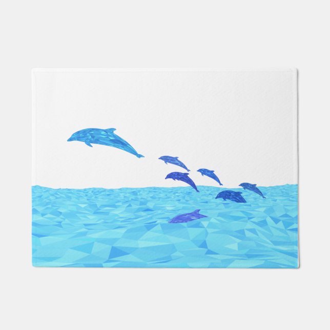 Paillasson Dauphins Lowpoly sautant hors de l'Océan (Devant)