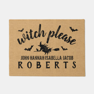 Paillasson De Halloween de sorcière toile de jute rustique