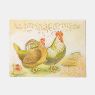 Paillasson de poule et coq dans la campagne italie