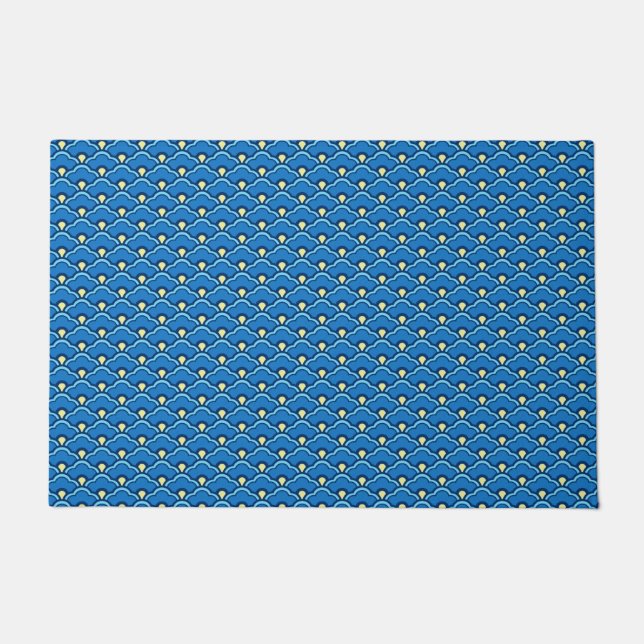 Paillasson Déco pétoncles chinois, bleu océan et Indigo (Devant)