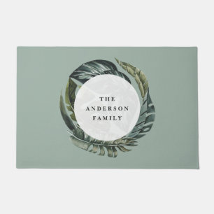 Paillasson Décor de la maison fleurie du feuillage d'aquarell