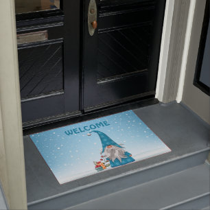 Paillasson Décor de Noël Gnome Bleu