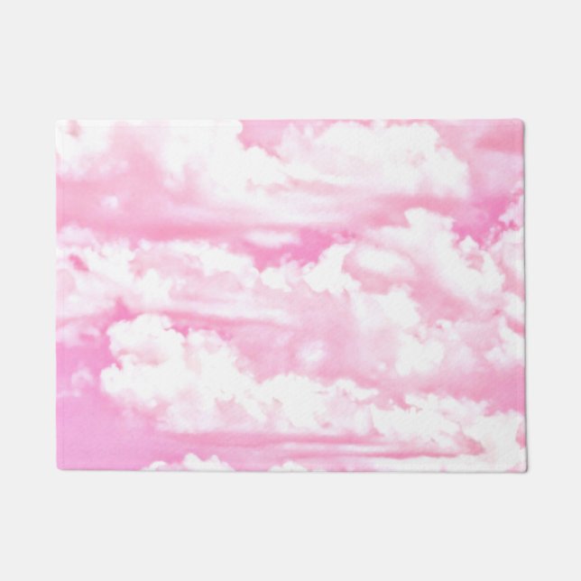 Paillasson Décor de nuages heureux rose bébé (Devant)