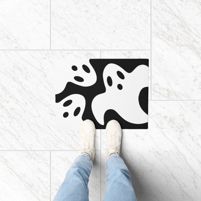 Paillasson Décor d'Halloween mat noir et blanc (Intérieur)