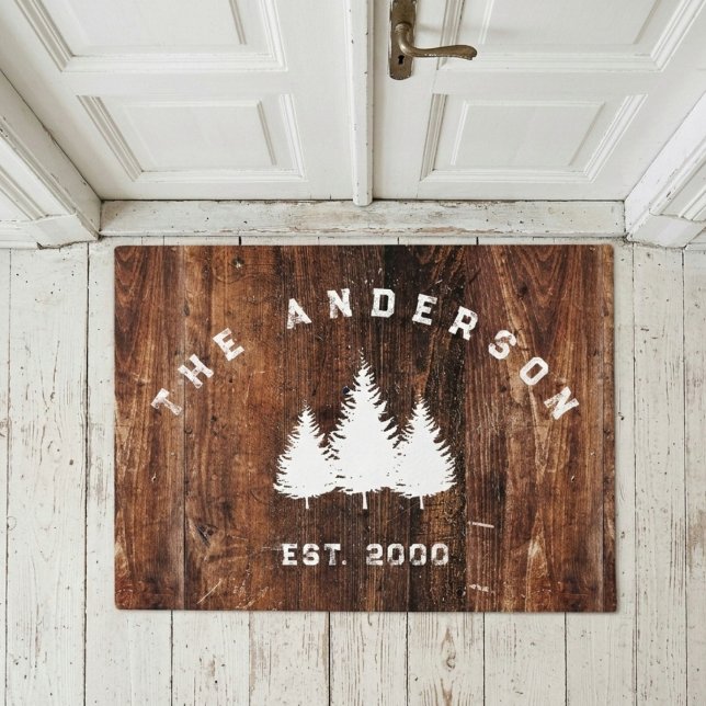 Paillasson Décor familial personnalisé Bois rustique (Créateur téléchargé)