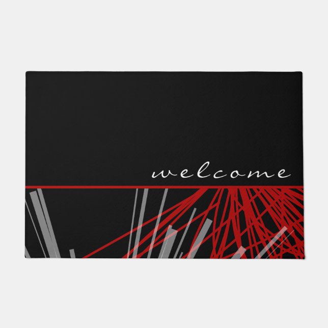Paillasson Décor moderne Black White & Red Welcome (Devant)