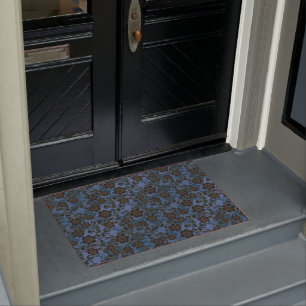 Paillasson Décoratif floral vintage de bleu et de gris