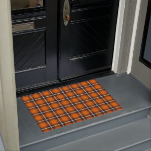 Paillasson Décoration d'automne tartan orange plaid classique